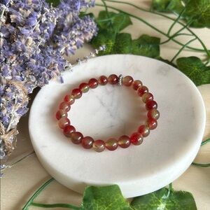 Watermelon Chalcedony stretch gemstone bracelet